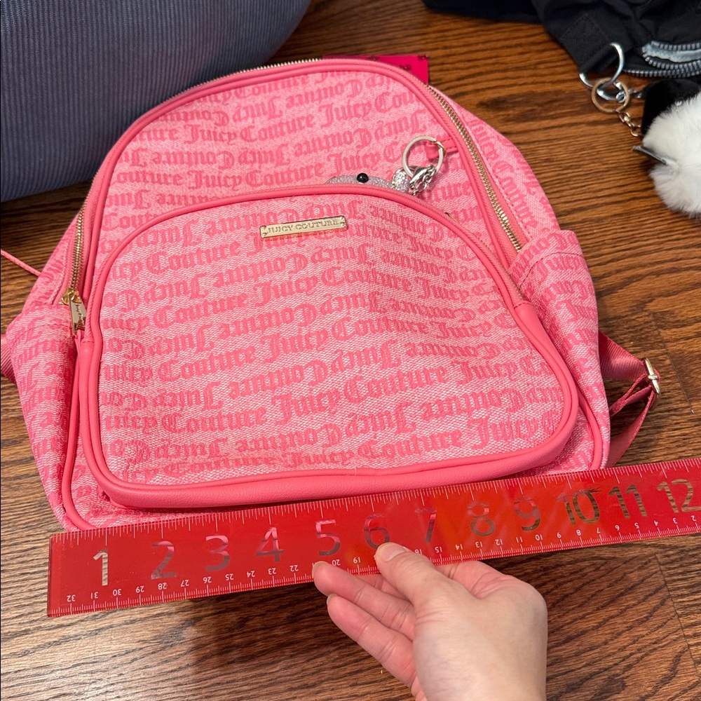 Juicy Couture Pink Kids Backpack with Sparkly Bear Charm - Picture 14 of 15